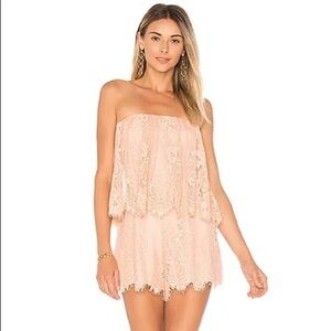 Lovers + Friends Peach Lace Romper size small